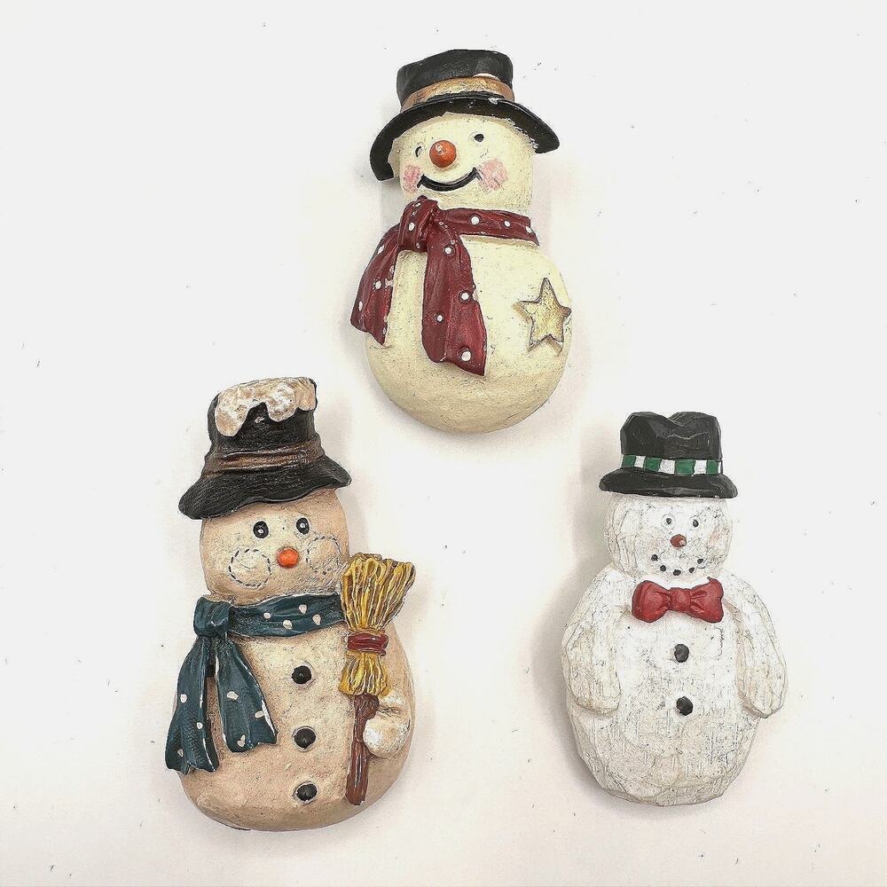 Vintage 90s Snowman Brooch Set Painted Winter Holiday Pins Fashion Jewelry Y2K